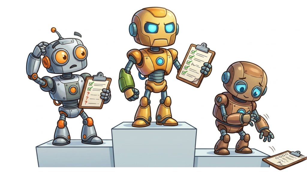 Grafika przedstawiająca porównanie trzech modeli AI: Claude, Gemini i ChatGPT pod kątem pamięci kontekstowej i trzymania się instrukcji.